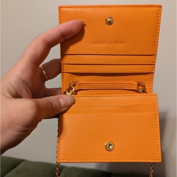 Charles & Keith Orange and Beige Woven Wallet - Picture 6 of 10